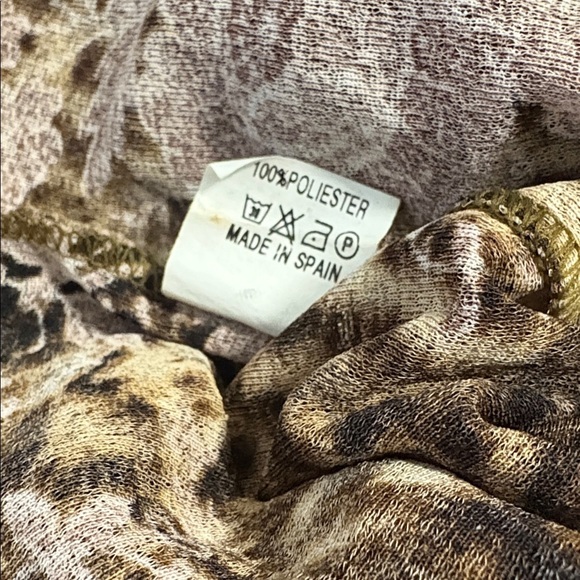 Vintage Euro Y2K But Mainly Leopard & Floral Print Ruffle Mesh Top Cavalli Vibes - Picture 6 of 6
